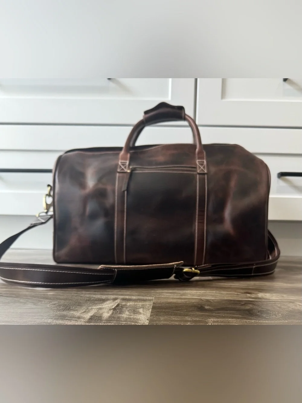 💼Rustic Town Full Grain Buffalo Leather Weekender Duffle Travel Bag🧳💼 - Picture 3 of 15
